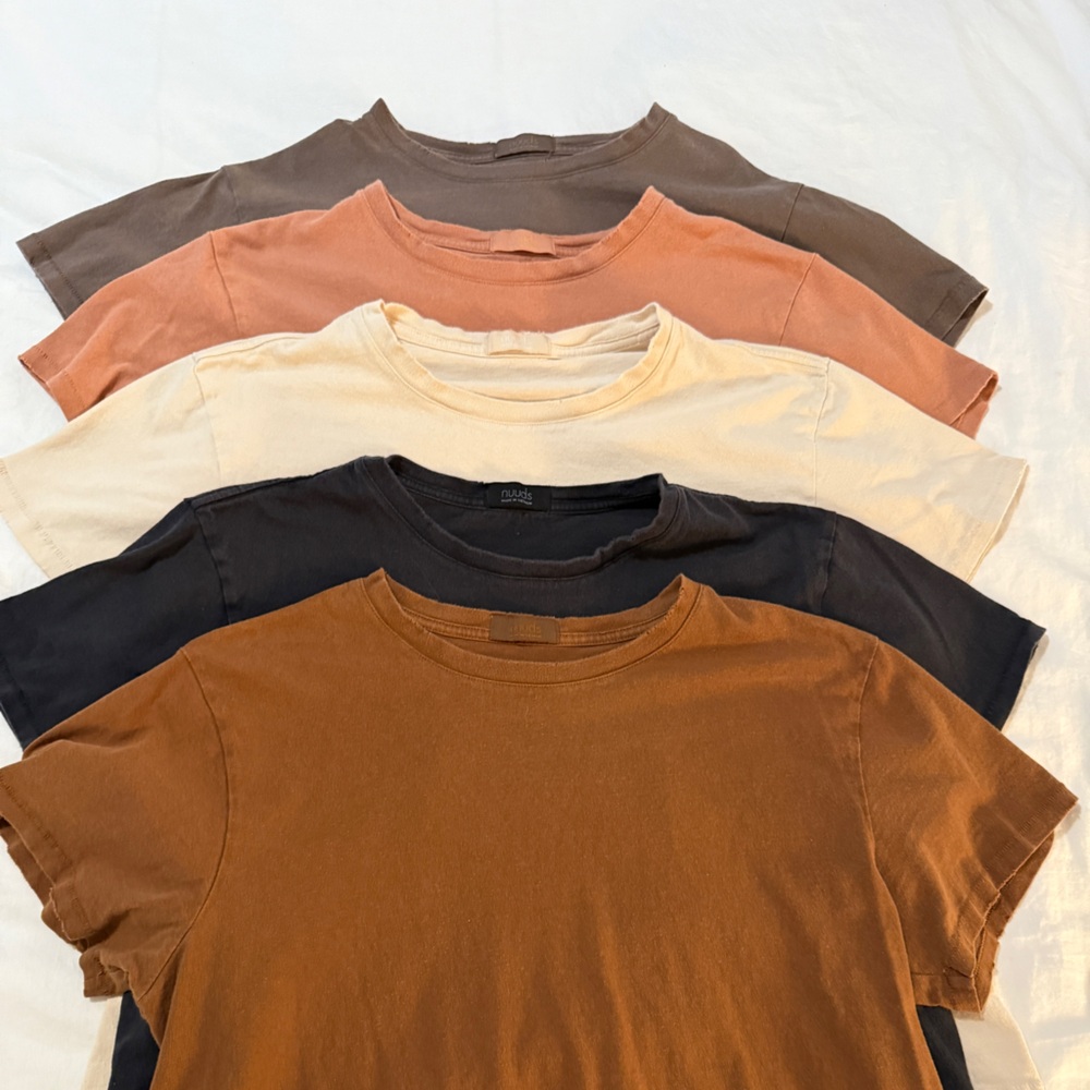 nuuds Short Sleeve Tee Set in Brown, Rust, Cream, Black, Charcoal